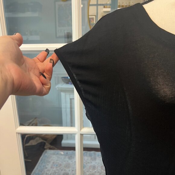 Coco & Tashi Sequins Pocket Sheer Back Black Shirt L - Picture 8 of 9